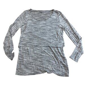 Motherhood Maternity Nursing Top Women's Size Large Heathered Gray‎ Long Sleeves